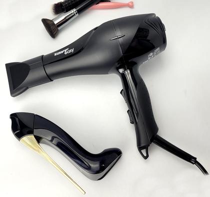 Imagem de Secador De Cabelo Taiff 1700w Ions Profissional Ar Quente Frio Preto Difusor De Cachos Prancha Cerâmica 450ºf Sensi