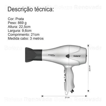Imagem de Secador de cabelo Taiff Diamante Fox Íon S prata 220v
