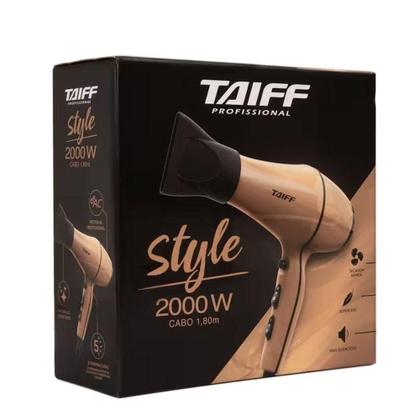 Imagem de Secador De Cabelo Taiff Profissional 2000w Ar Quente Frio Dourado Motor Ac Difusor De Cachos Com Maleta Transporte Rosa