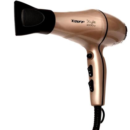 Imagem de Secador De Cabelo Taiff Profissional 2000w Ar Quente Frio Dourado Motor Ac Difusor De Cachos Com Maleta Transporte Rosa