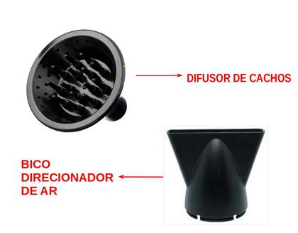 Imagem de Secador De Cabelo Taiff Style Preto 2000w Profissional Com Difusor Cachos