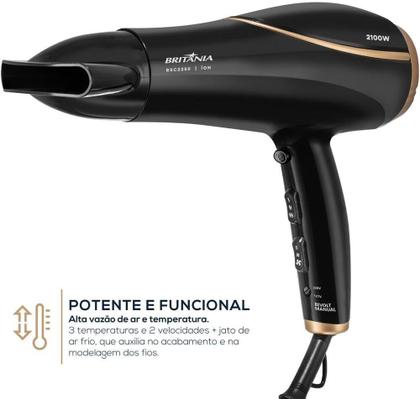 Imagem de Secador de Cabelos Britania Bsc2250 2100W Preto Bivolt