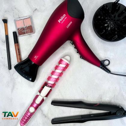 Imagem de Secador de Cabelos PHILCO 2200W E Prancha GAMA 230C E Modelador 32mm KIT BIVOLT 110V 220V