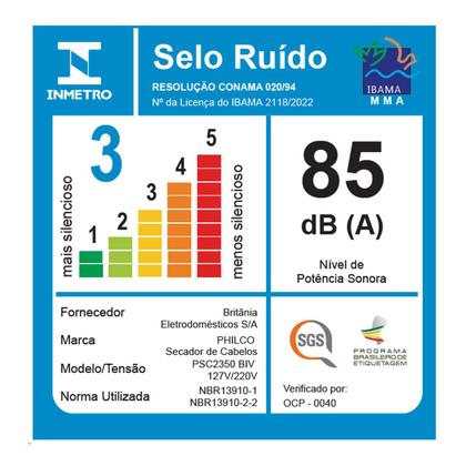 Imagem de Secador de Cabelos Philco Íons Tourmaline 2200W Bivolt PSC2350