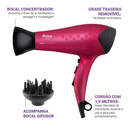 Imagem de Secador de Cabelos Philco Íons Tourmaline 2200W Bivolt PSC2350