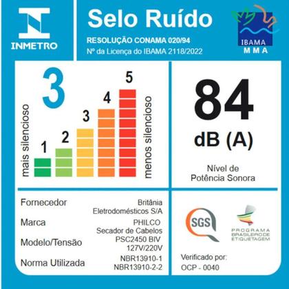 Imagem de Secador de Cabelos Philco PSC2450 2 Velocidades 3 Temperaturas 2200W Bivolt