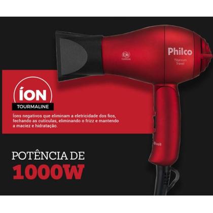 Imagem de Secador de Cabelos Philco Titanium Travel 2 Velocidades 