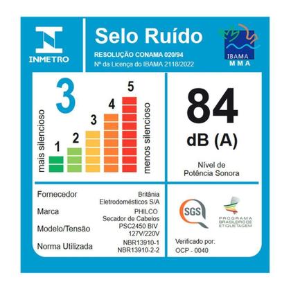 Imagem de Secador de Cabelos Philco Tourmaline 2200W Bivolt PSC2450 Bivolt