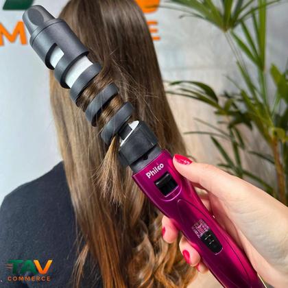 Imagem de Secador De Cabelos Profissional Bivolt DIFUSOR E Chapinha 230C E Modelador 2 EM 1 CACHOS DE 25MM E 32MM