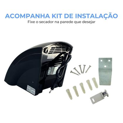 Imagem de Secador de Mãos Automático 12 m/s Elétrico 1500W Sensor Banheiro 220V Preto Importway Iwsma-1202 Pt
