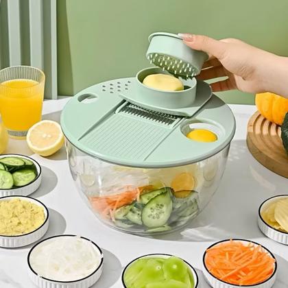 Imagem de Secador de Salada Cortador Ralador Fatiador de Legumes Separador Corte Vegetal Frutas Multifuncional