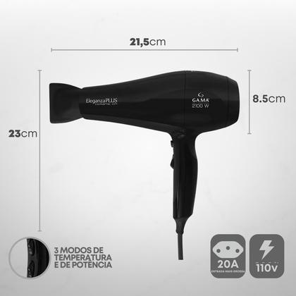 Imagem de Secador GAMA Eleganza Plus Ceramic Íon 110V Potente Turbo Ergonomico Elegante