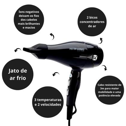 Imagem de Secador Kiss New York Pro Ion 2200w 127v Bdp07br