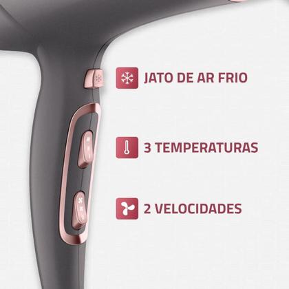 Imagem de Secador Mondial Com Difusor De Cachos 2000w SCN-11 Grey Rose Íon Tourmaline