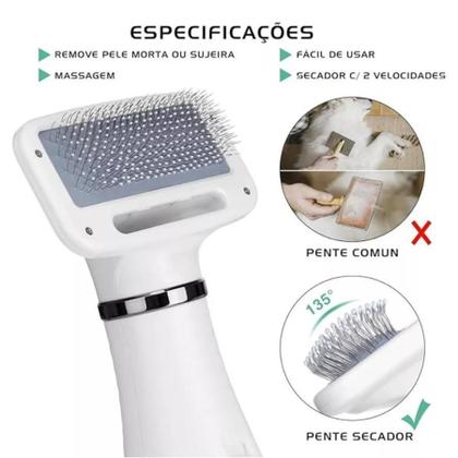 Imagem de Secador Pet Silencioso Banho E Tosa Escova Integrada 110V