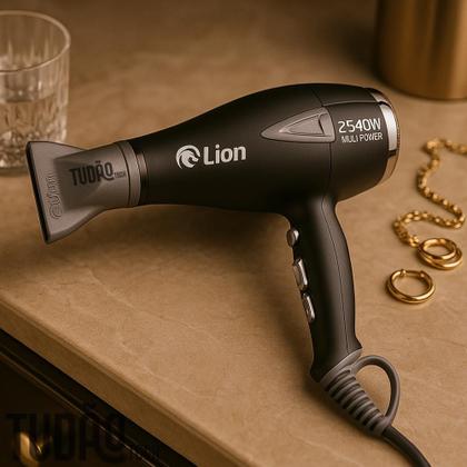 Imagem de Secador Profissional Lion 2540W Preto Fosco 127V com Display e Tecnologia Aeronáutica