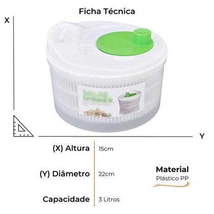 Imagem de Secadora Manual Centrífuga de Saladas 3 Litros