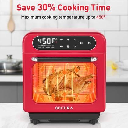 Imagem de Secura Forno Multifuncional a Vapor e Air Fryer 13QT com Convecção (Vermelho)