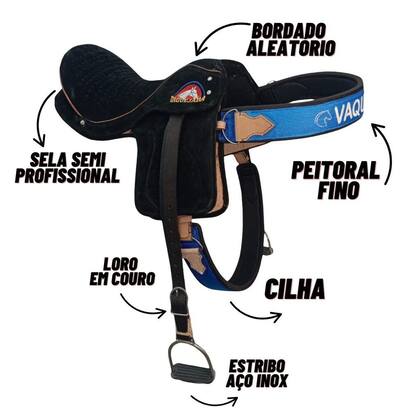 Imagem de Sela Semi Profissional de couro Cavalgada Vaquejada passeio