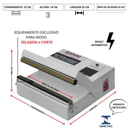 Imagem de Seladora Manual 20cm S/ Temporizador Sela e Corta Plásticos