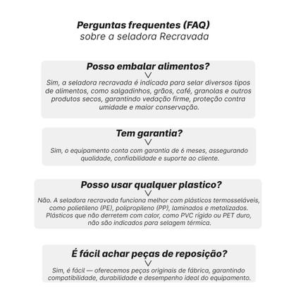 Imagem de Seladora para Embalagens Aluminizadas de Salgadinho Picolé 30cm Recravada com 1 Datador 220V