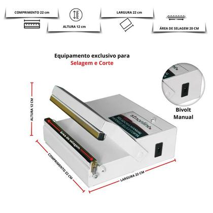 Imagem de Seladora Para Sacos Plásticos Manual 20cm Sela e Corta STN