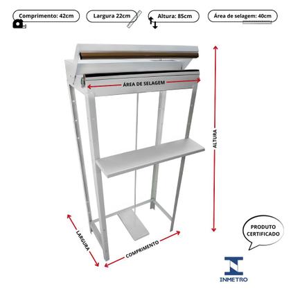 Imagem de Seladora Pedal de 40cm Sela Embalagens Sacos Plásticos Bivolt Isamaq