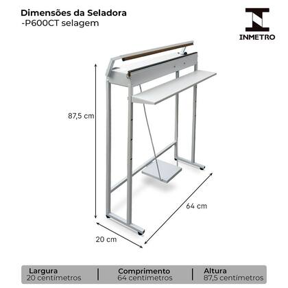 Imagem de Seladora Pedal de 60cm com Temporizador para Embalagens Plasticas 110/220V