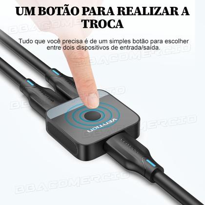 Imagem de Seletor Splitter Switch Divisor HDMI  2x1 v2.0 4K 60hz Nfe