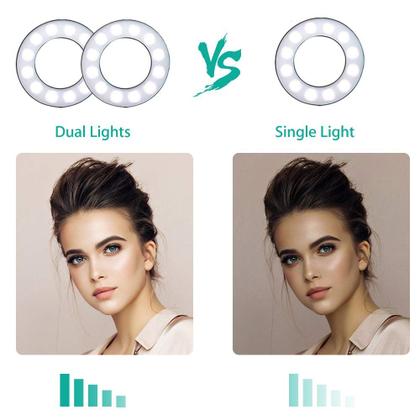 Imagem de Selfie Ring Light NexiGo Dual de 3,5 polegadas com telefone e webcam