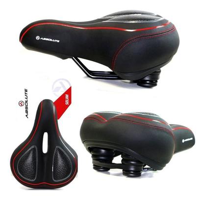 Imagem de Selim Absolute Com Gel Elastômero Super Confortável Bike Cor Preto Listra Vermelho