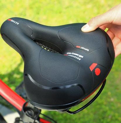 Imagem de Selim Vazado Anatômico Gel Conforto Bike MTB Fita Refletiva