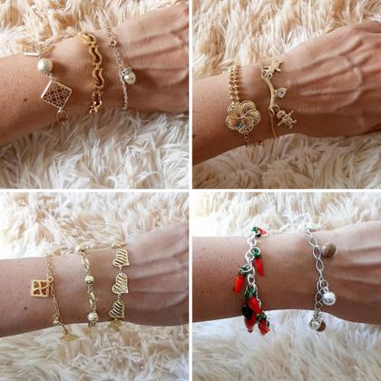 Imagem de SEMI JOIAS ATACADO KIT 8 PEÇAS FOLHEADAS - Jady Joias