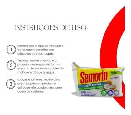Imagem de Semorin Sabão De Côco Sem Gordura Animal 180gr 5 Un