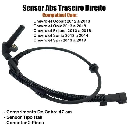 Imagem de Sensor Abs Traseiro Cobalt Onix Prisma Sonic 2012 a 2018