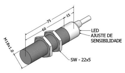 Imagem de Sensor Capacitivo de proximidade NPN  Sensorbras DCL 6-18 DT