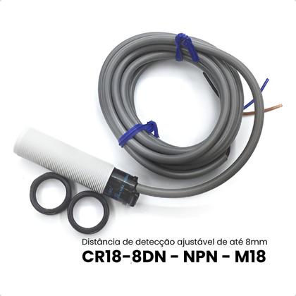 Imagem de SENSOR CAPACITIVO M18 CR18-8DN NA NPN 10-30Vdc CABO 2m 4 fios - Sn 8mm - AOTORO