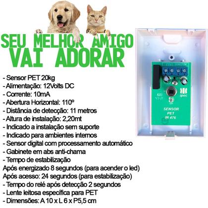 Imagem de Sensor de Alarme Presença Movimento Infravermelho Com Fio Pet 20kg IR476 IPEC