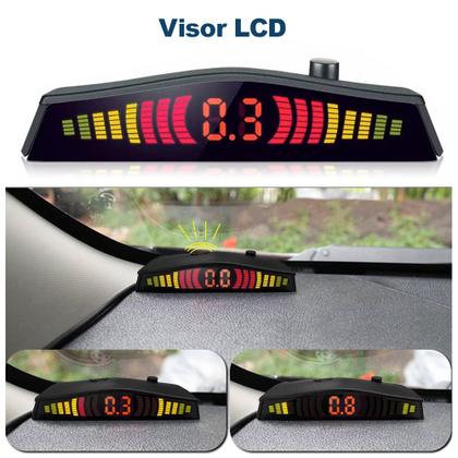 Imagem de Sensor de Estacionamento Dianteiro e Traseiro Prata VW Spacecross 2010 2011 2012 2013 2014 2015 Frontal Ré 8 Oito Pontos Aviso Sonoro Distância