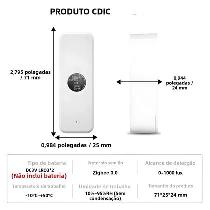 Imagem de Sensor De Luz Inteligente Tuya ZigBee Para Casa Conectada: Detector De Luminosidade E Brilho Com