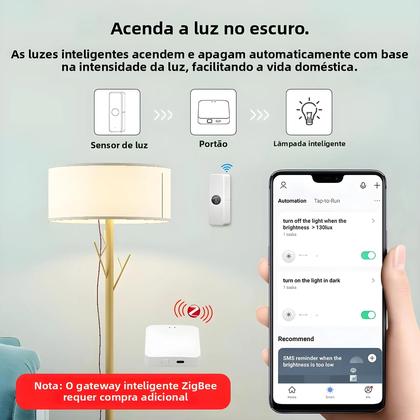 Imagem de Sensor De Luz Inteligente Tuya ZigBee Para Casa Conectada: Detector De Luminosidade E Brilho Com