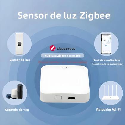 Imagem de Sensor De Luz Inteligente Tuya ZigBee Para Casa Conectada: Detector De Luminosidade E Brilho Com