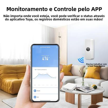 Imagem de Sensor De Luz Inteligente Tuya ZigBee Para Casa Conectada: Detector De Luminosidade E Brilho Com