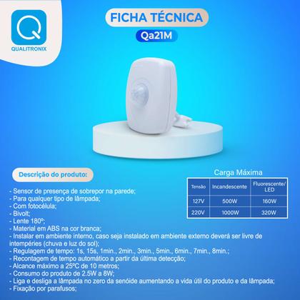 Imagem de Sensor de Movimento com Fotocélula Qualitronix QA21M