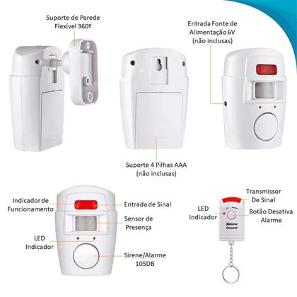 Imagem de Sensor de Movimento com Sirene e Controle de Longo Alcance