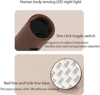 Imagem de Sensor de movimento de luz noturna LED com acabamento em nogueira