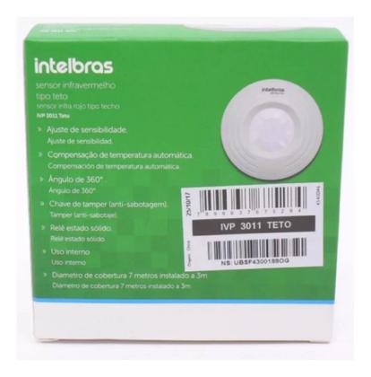 Imagem de Sensor De Movimento Infravermelho Passivo Com Fio Ivp 3011 Branco Intelbras Instalação Em Teto 12Vdc