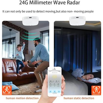 Imagem de Sensor de Movimento Inteligente Wi-Fi Zigbee Tuya - Detector de Presença com Radar Corporal