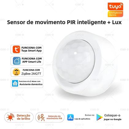 Imagem de Sensor De Movimento Mini PIR Tuya Zigbee Para Casa Inteligente, Alarme De Luz 2 Em 1 Com Controle