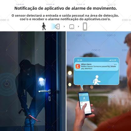 Imagem de Sensor De Movimento Mini PIR Tuya Zigbee Para Casa Inteligente, Alarme De Luz 2 Em 1 Com Controle